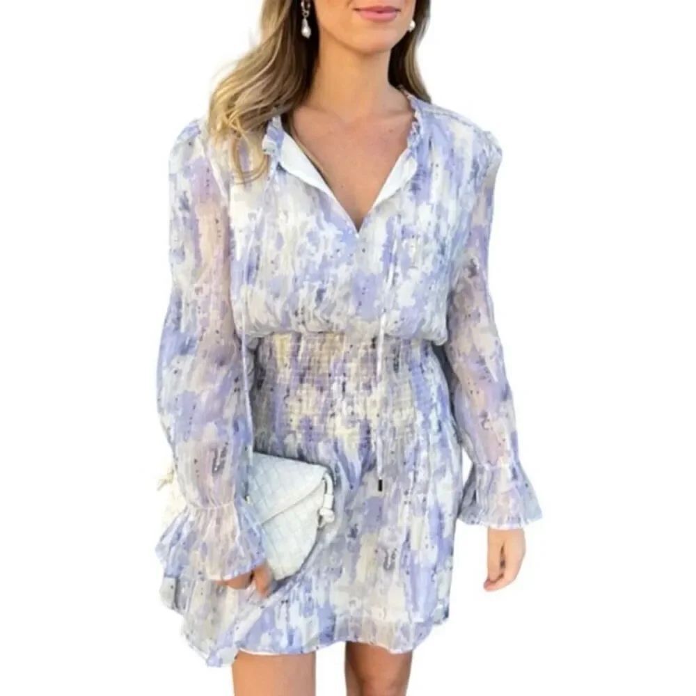 Bishop + Young Women's Boho Botanical Print Mini Dress Size L